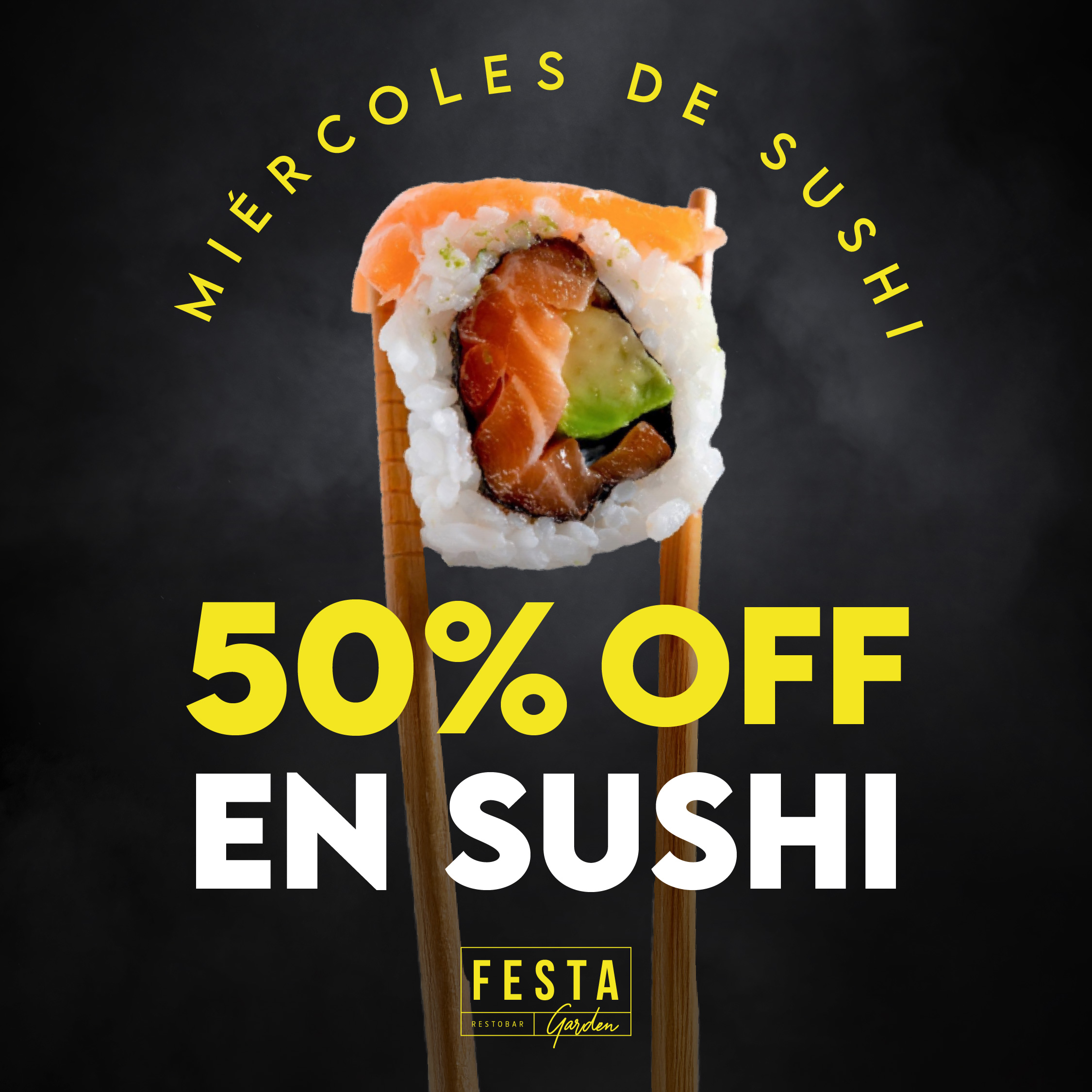 OK_Sushi 50% OFF Festa_Julio 25_META 1 Y BANNER 1080X1080